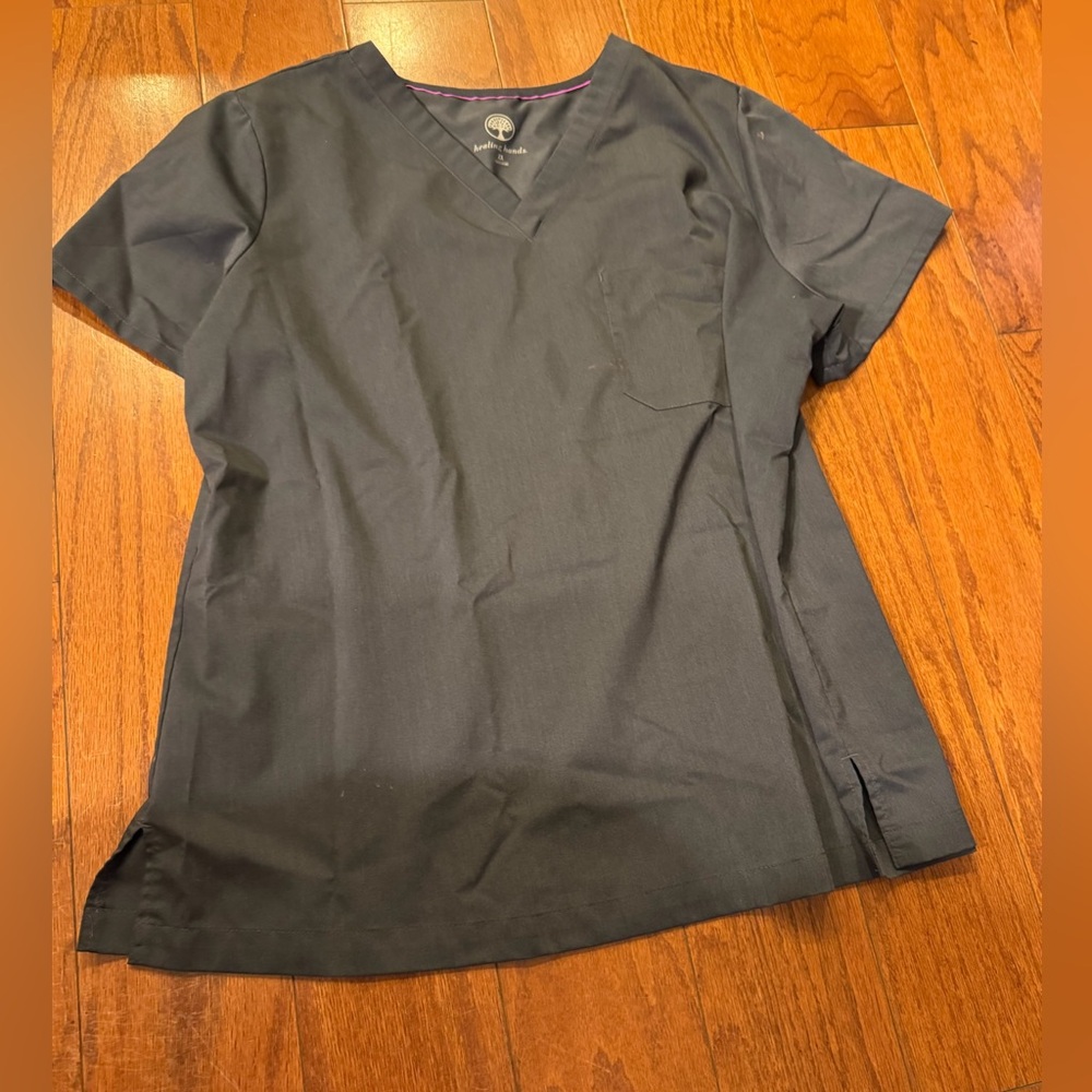 Healing Hands Gray V-Neck Scrub Top